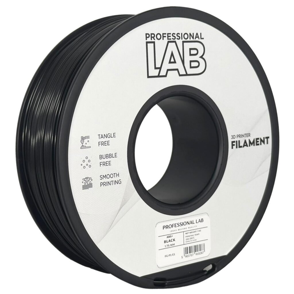 ABS+ black 1 kg 3D spausdinimo filamentas