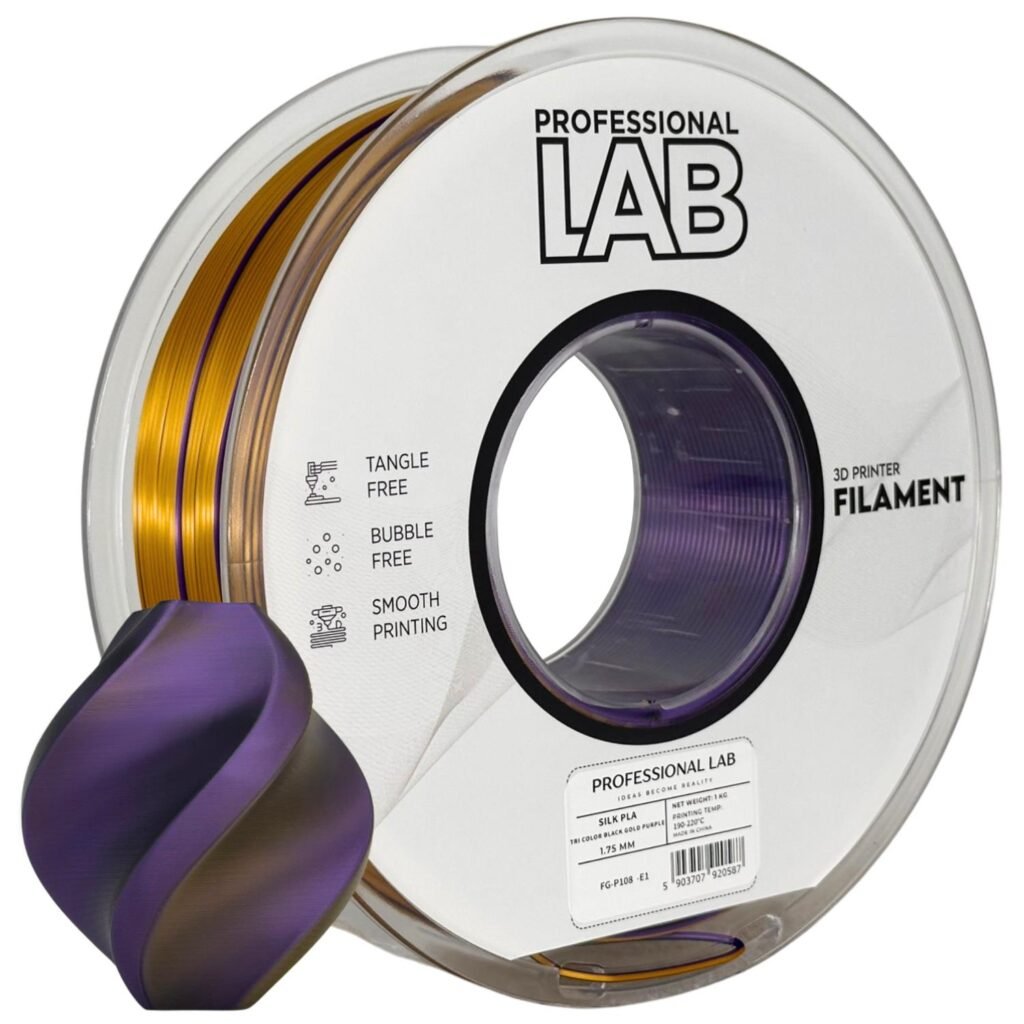 Silk PLA Tri Color black gold purple 1 kg 3D spausdinimo filamentas