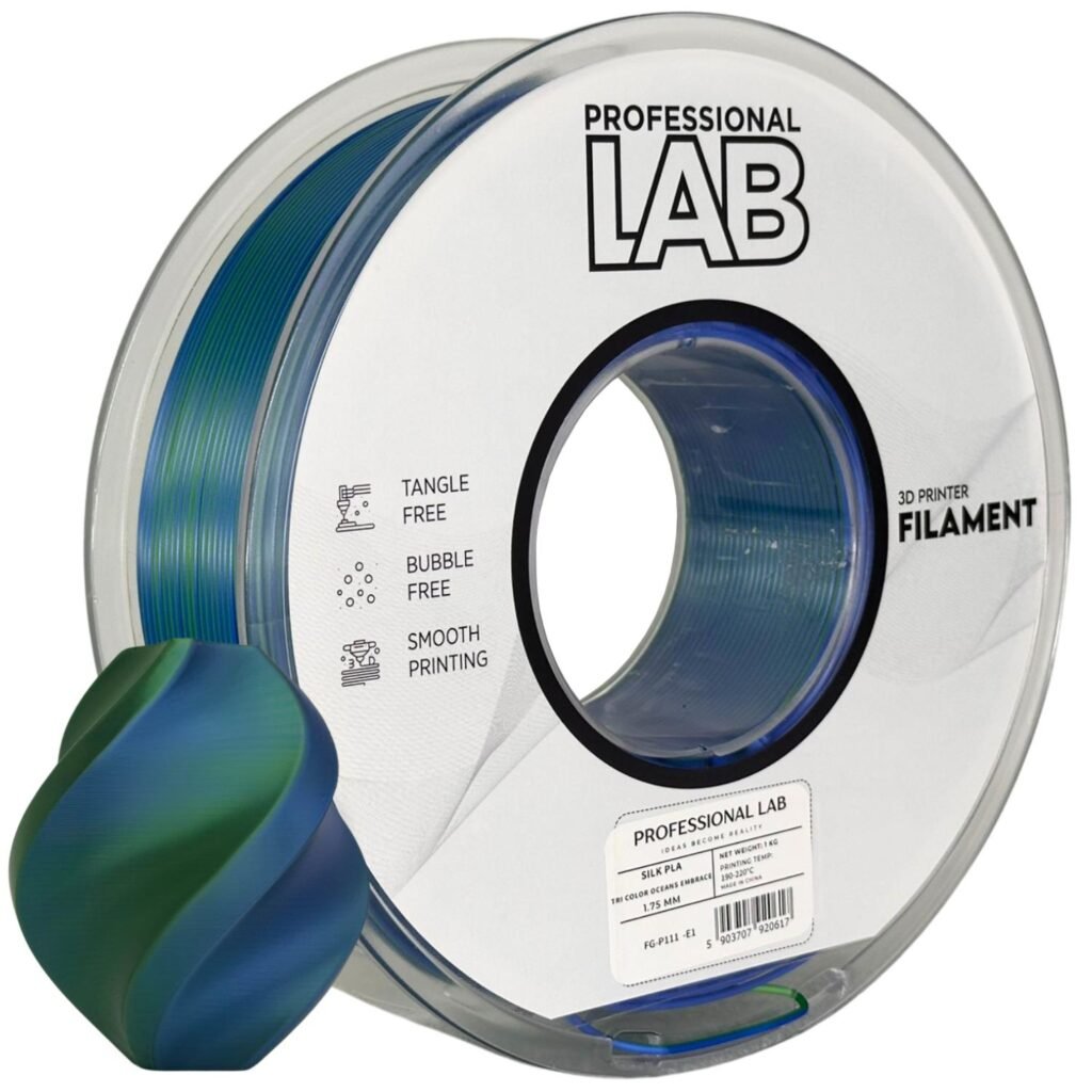 Silk PLA Tri Color Oceans Embrace 1 kg 3D spausdinimo filamentas