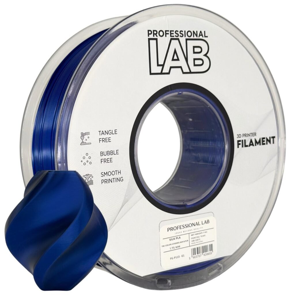 Silk PLA Tri Color Storms Whisper 1 kg 3D spausdinimo filamentas