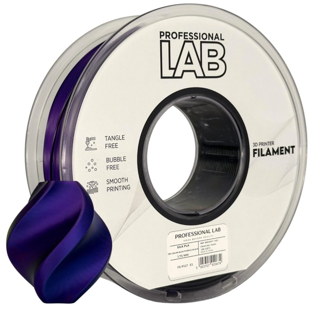 Silk PLA Tri Color blue purple black 1 kg 3D spausdinimo filamentas