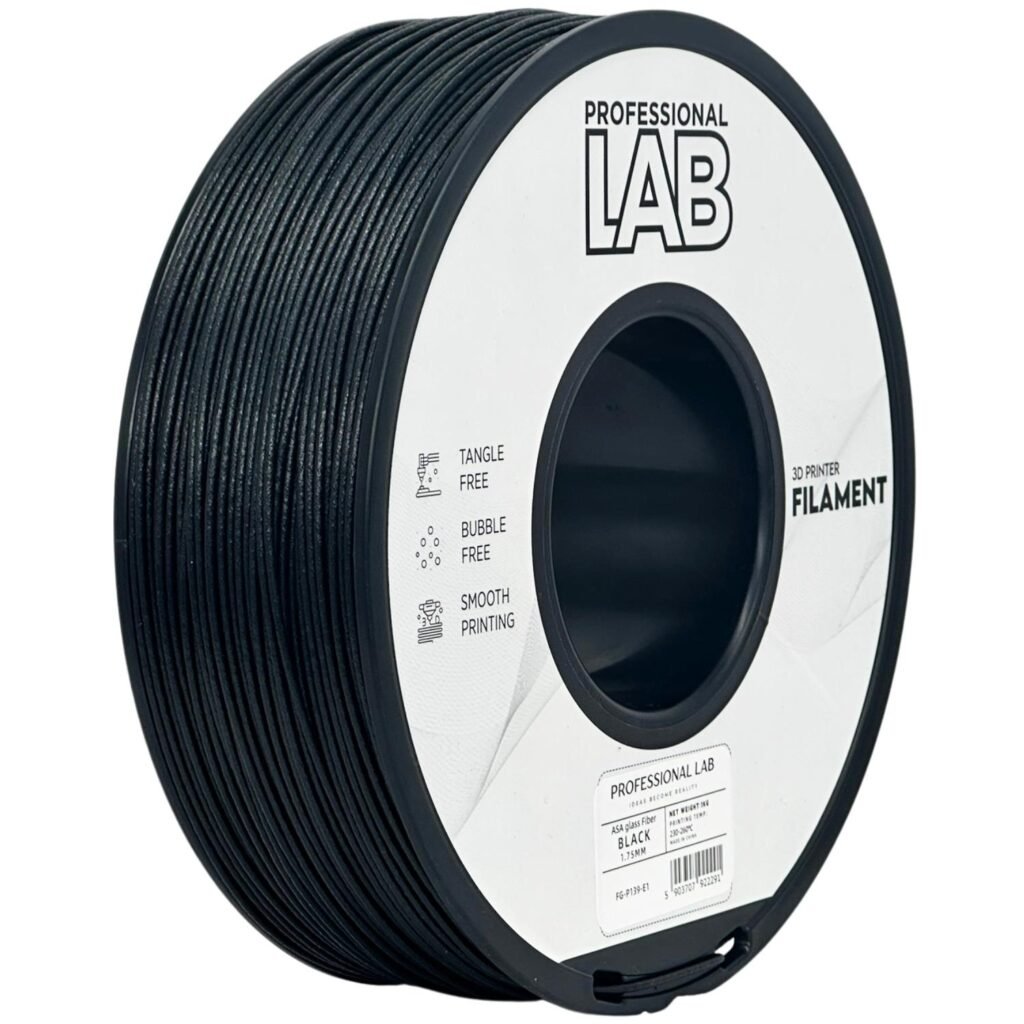 ASA glass fiber black 1 kg 3D spausdinimo filamentas