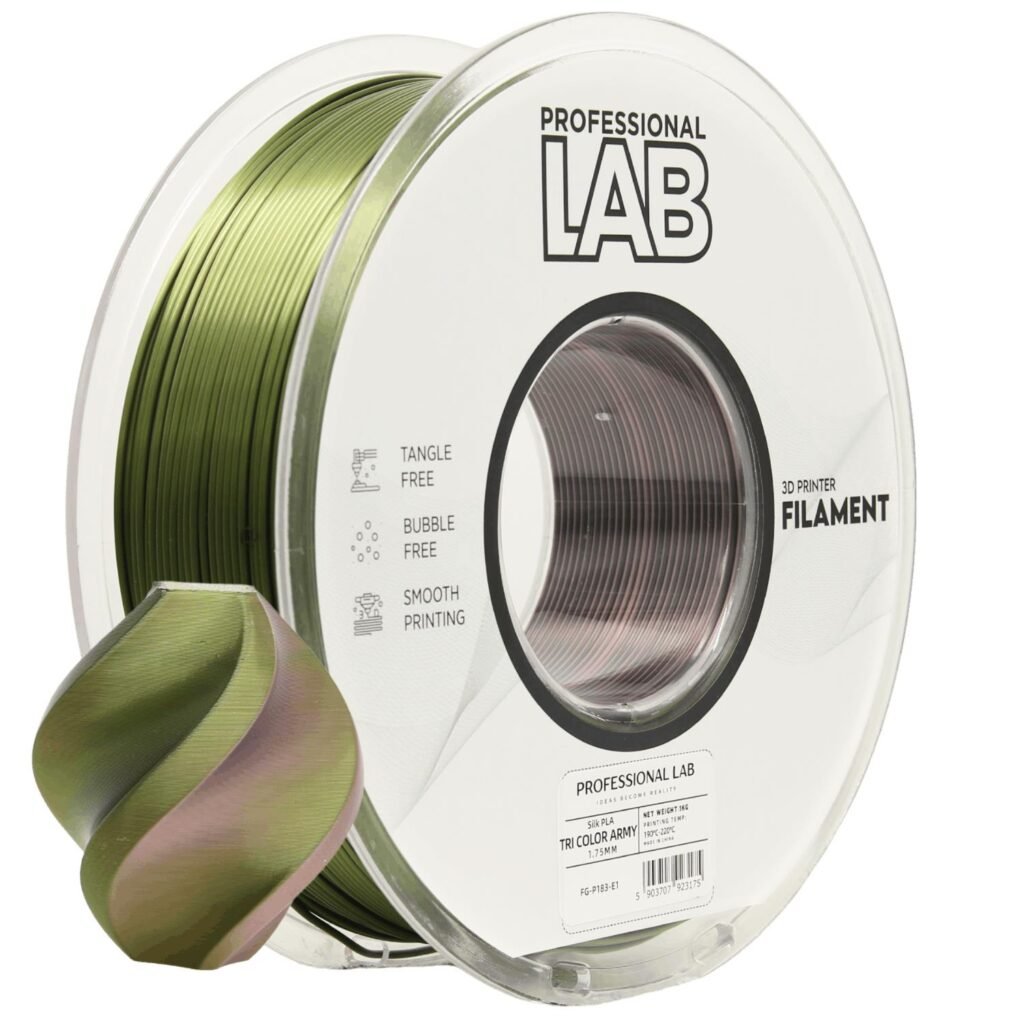Silk PLA Tri Color Army 1 kg 3D spausdinimo filamentas