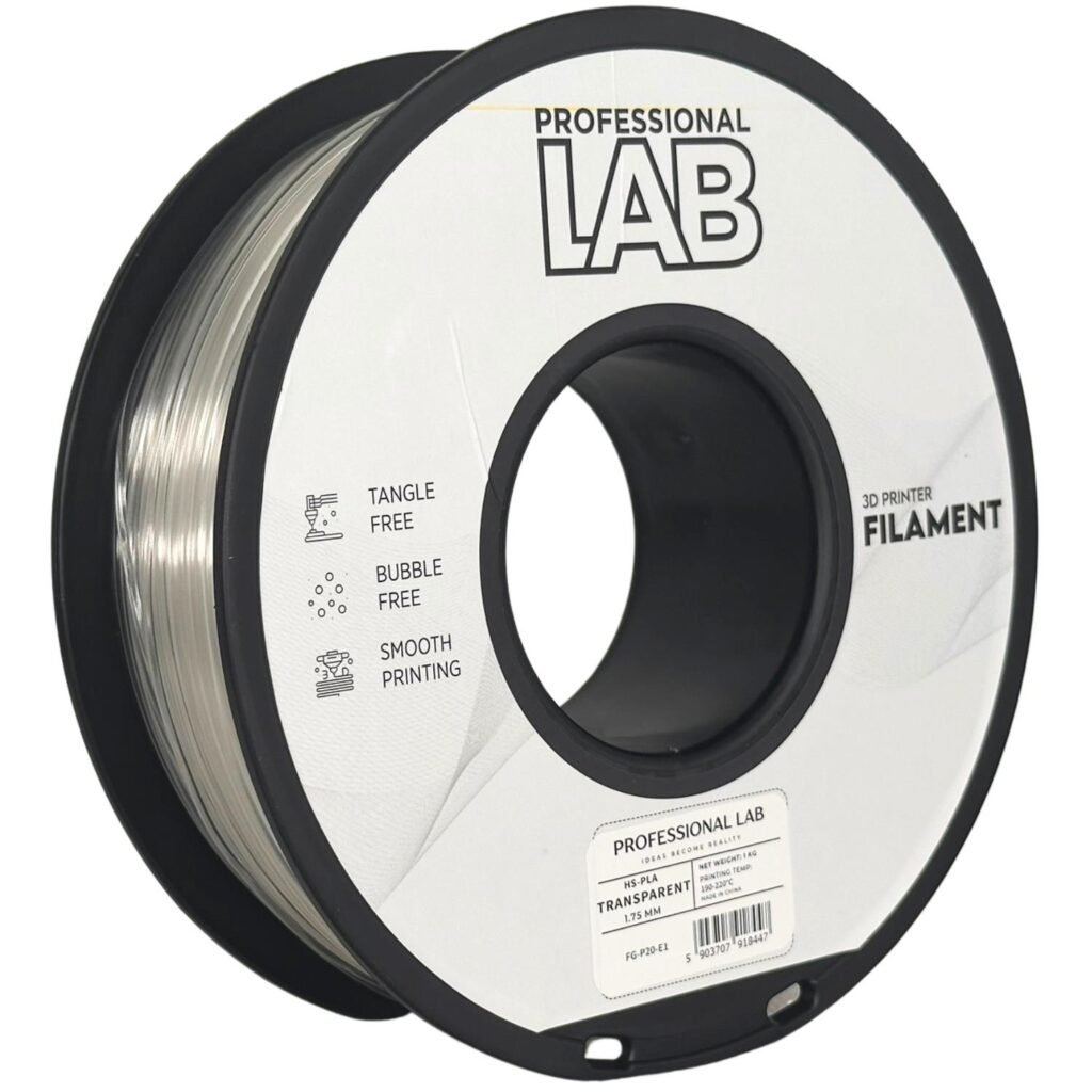 HS PLA transparent 1 kg 3D spausdinimo filamentas
