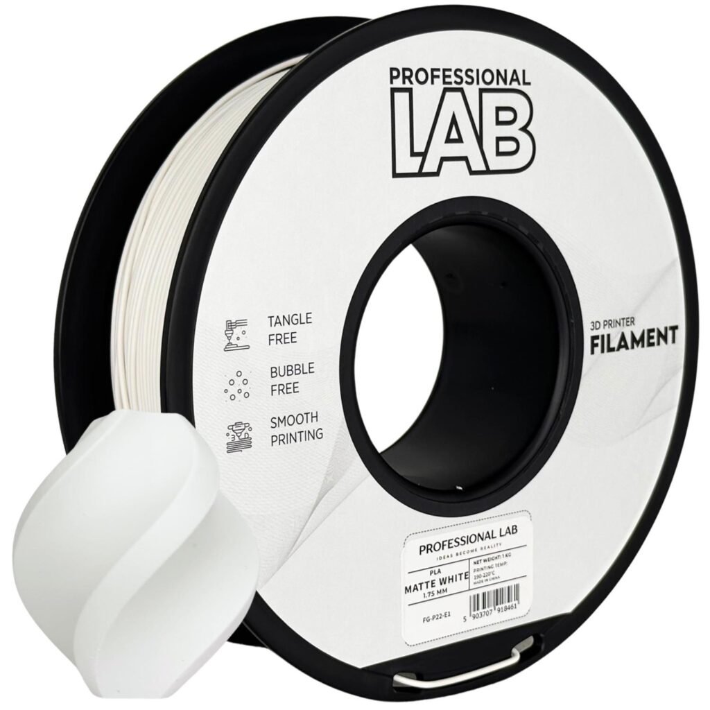 PLA matte white 1 kg 3D spausdinimo filamentas
