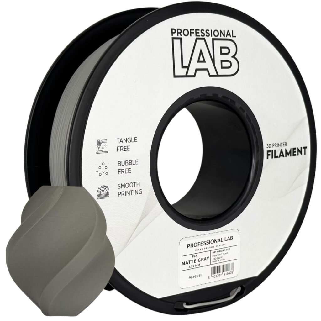 PLA matte gray 1 kg 3D spausdinimo filamentas