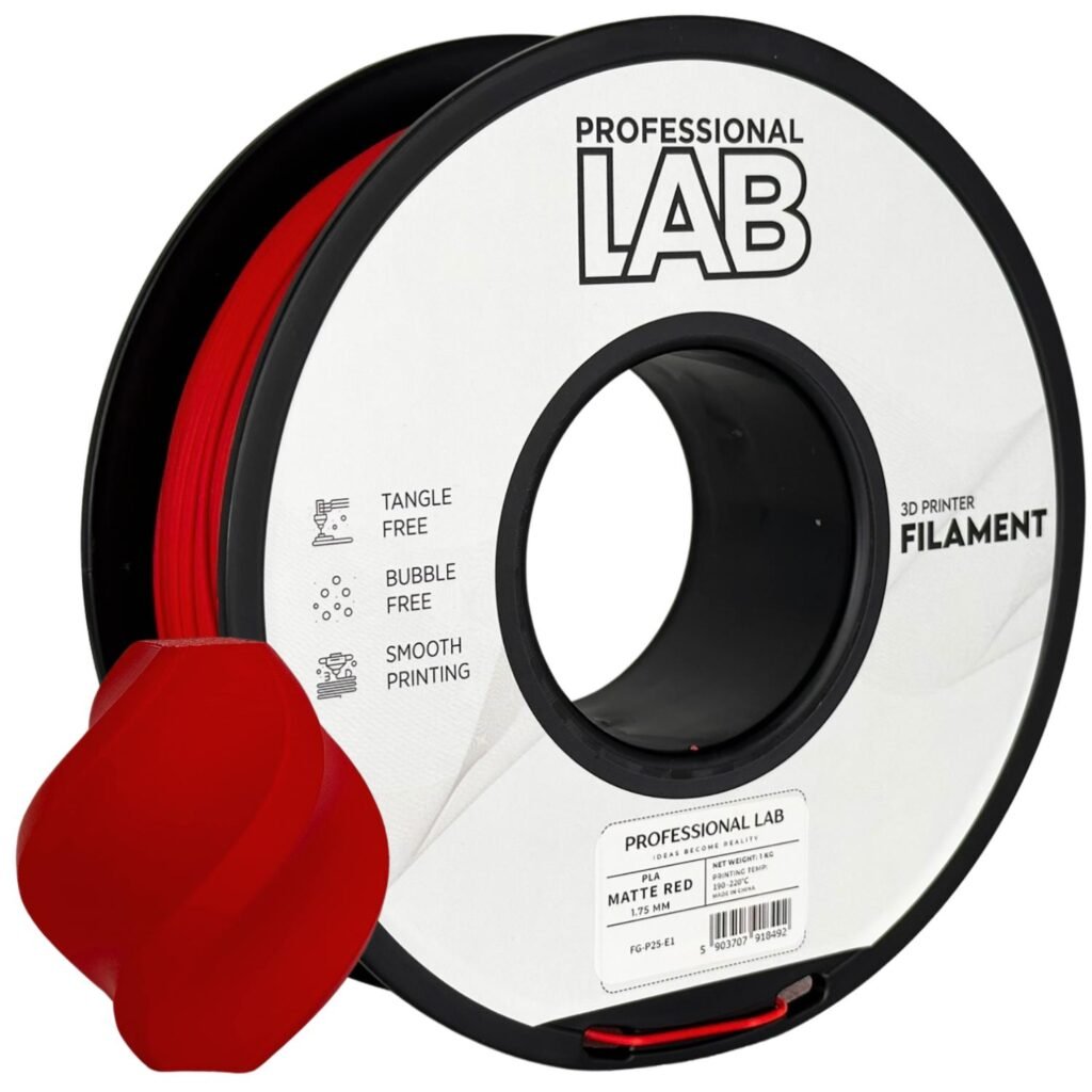 PLA matte red 1 kg 3D spausdinimo filamentas