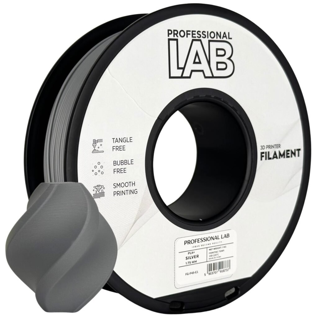 PLA+ silver 1 kg 3D spausdinimo filamentas