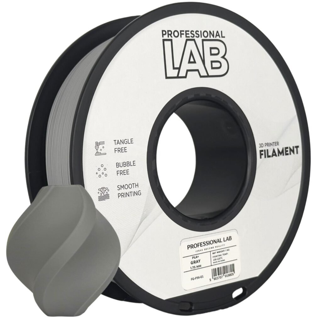 PLA+ gray 1 kg 3D spausdinimo filamentas