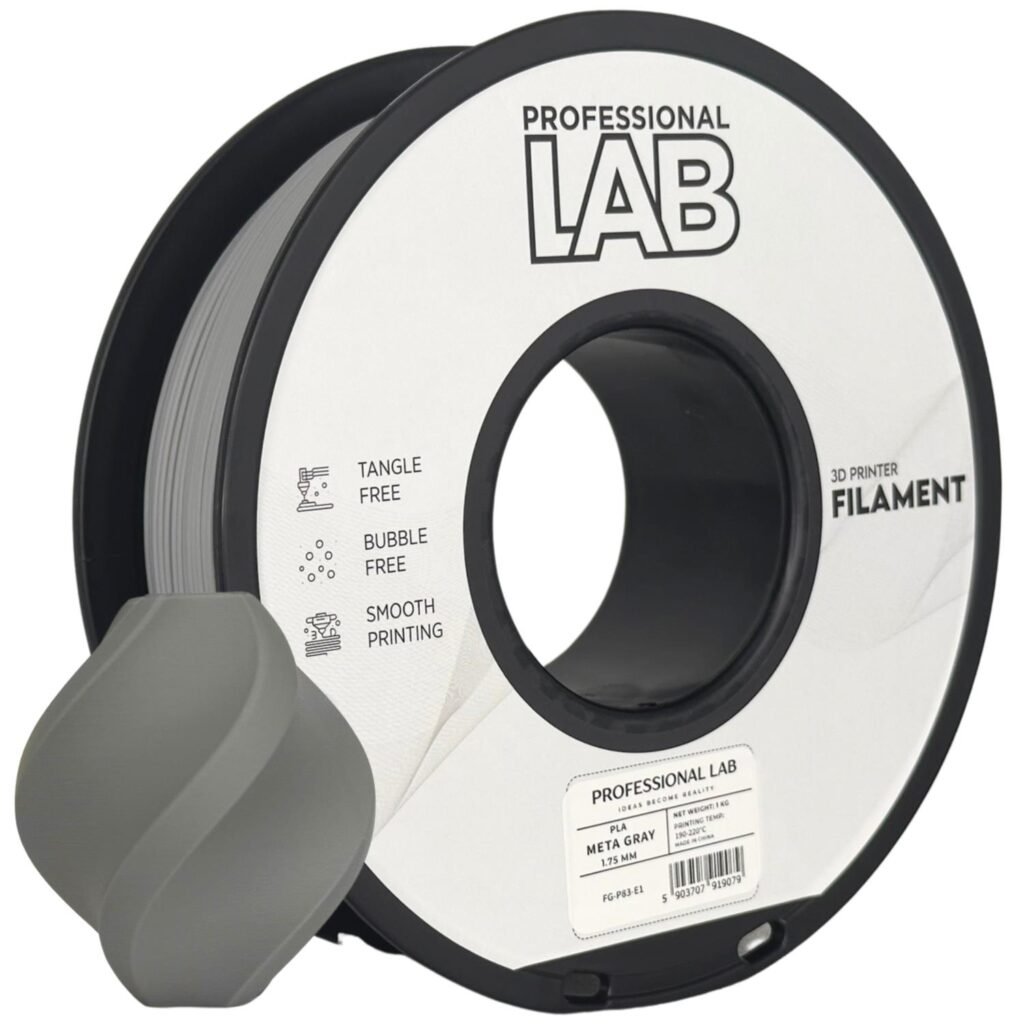 PLA meta gray 1 kg 3D spausdinimo filamentas