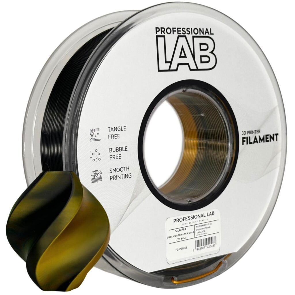 Silk PLA Dual Color black gold 1 kg 3D spausdinimo filamentas