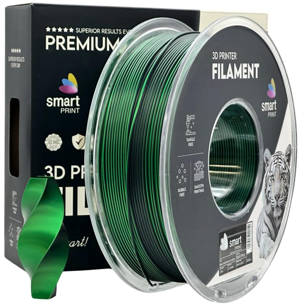 Silk PLA Dual Color black green 1 kg 3D spausdinimo filamentas