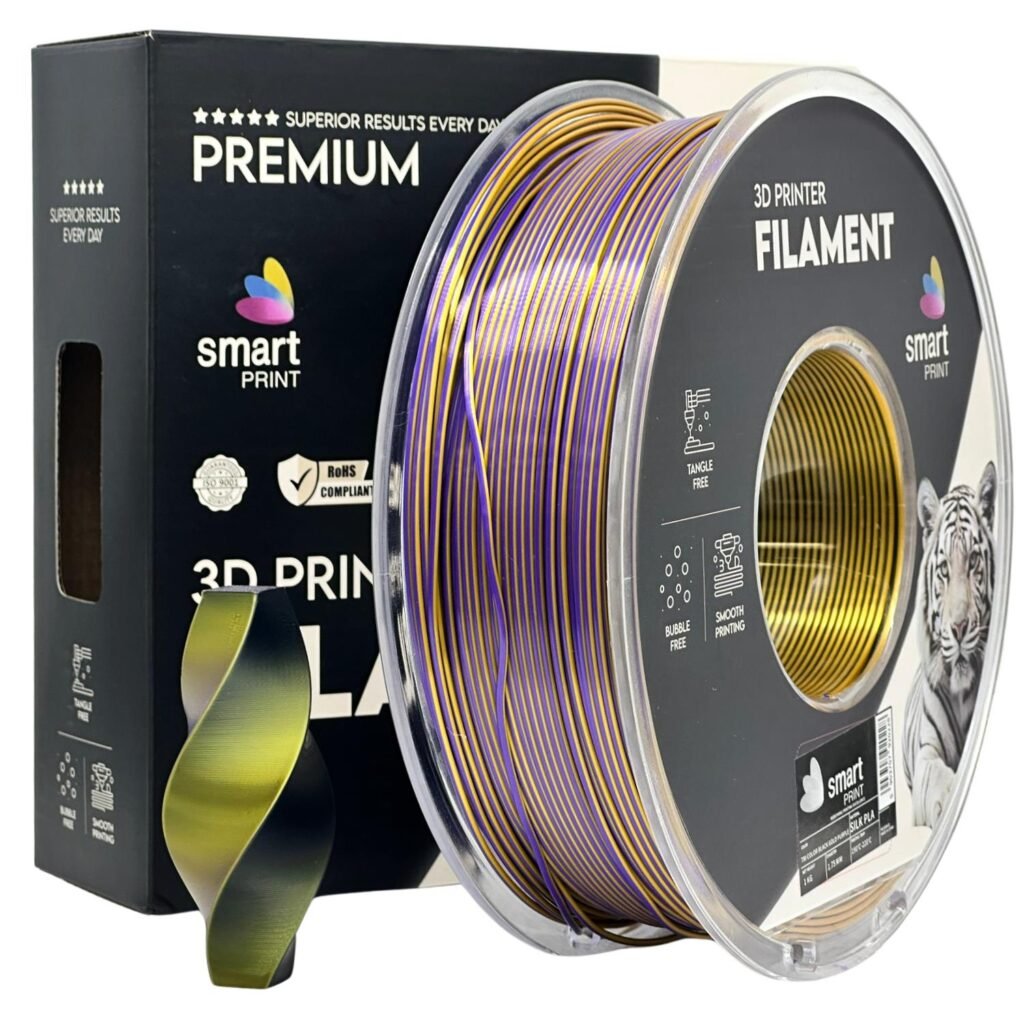 Silk PLA Tri Color black gold purple 1 kg 3D spausdinimo filamentas