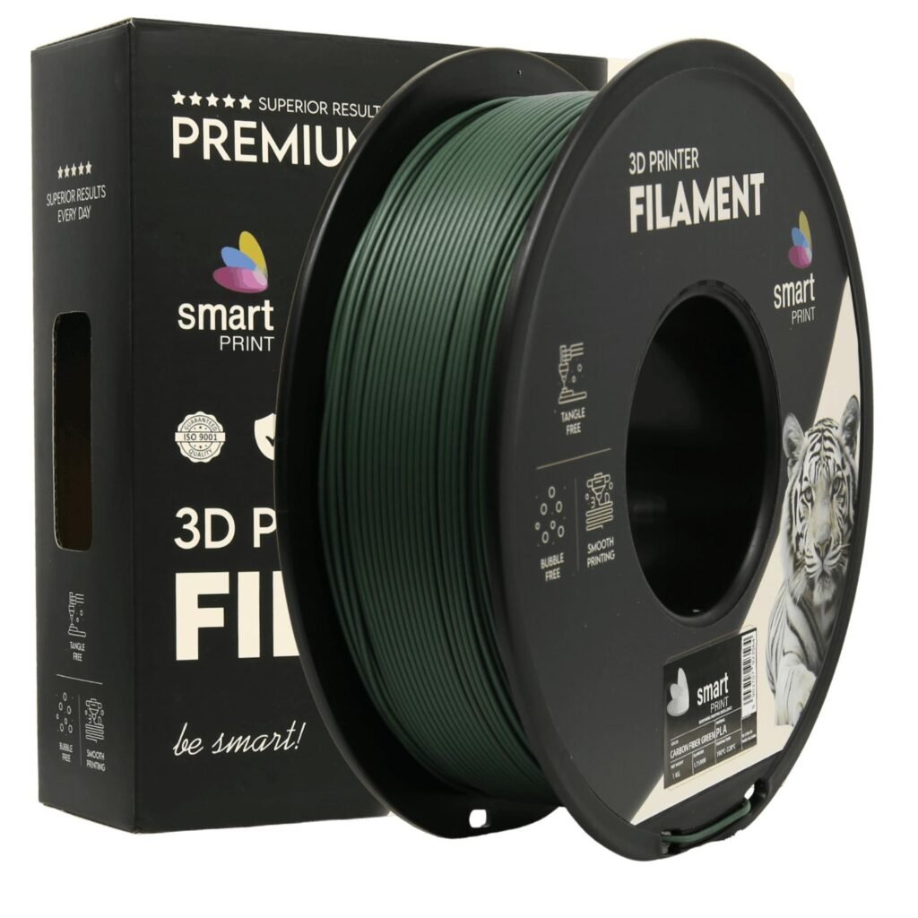 PLA Carbon Fiber green 1 kg 3D spausdinimo filamentas