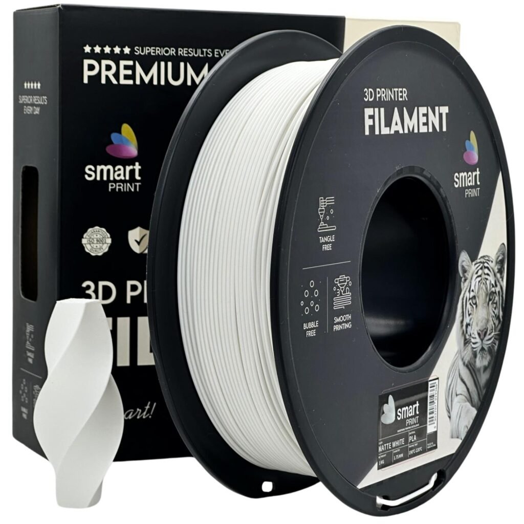 PLA matte white 1 kg 3D spausdinimo filamentas
