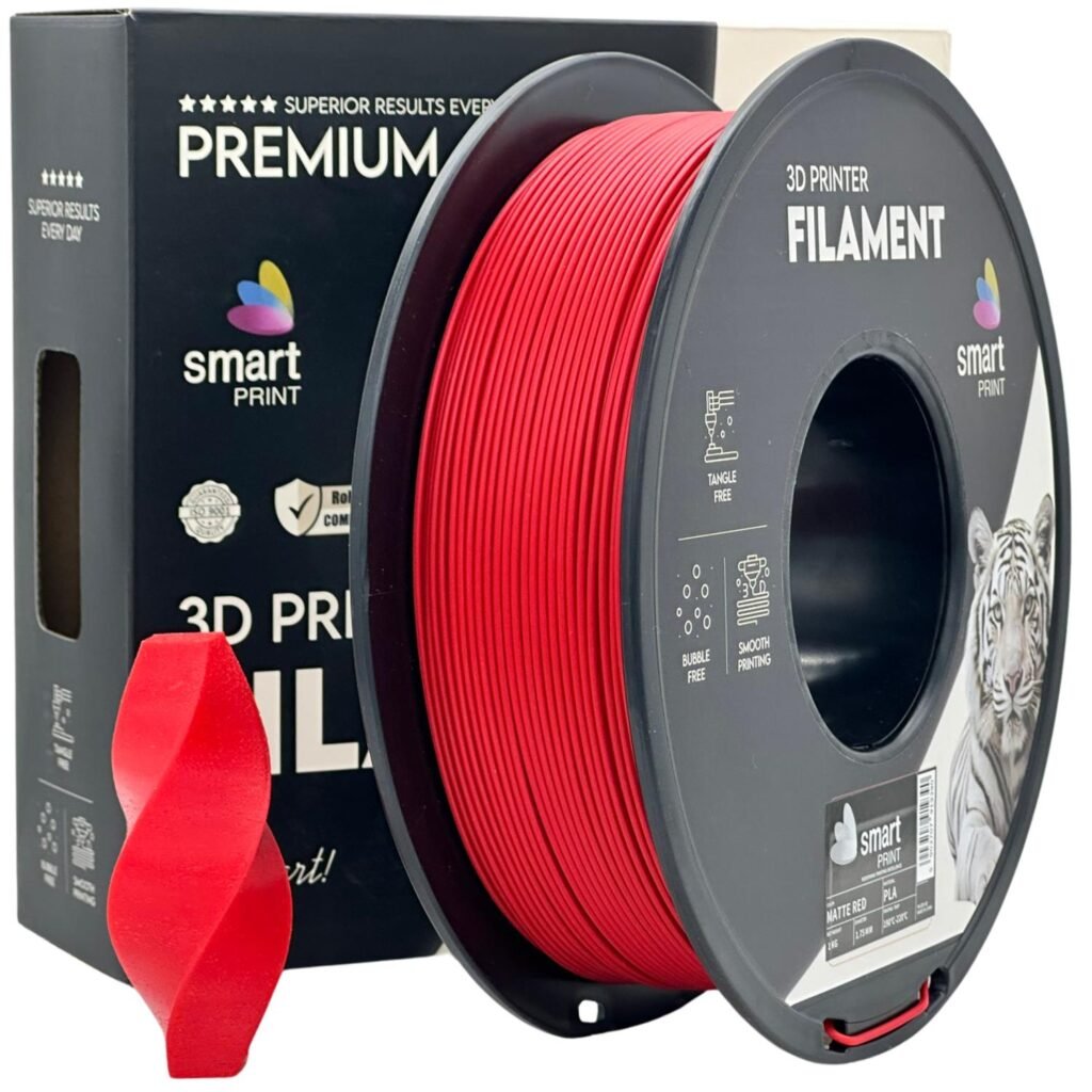 PLA matte red 1 kg 3D spausdinimo filamentas