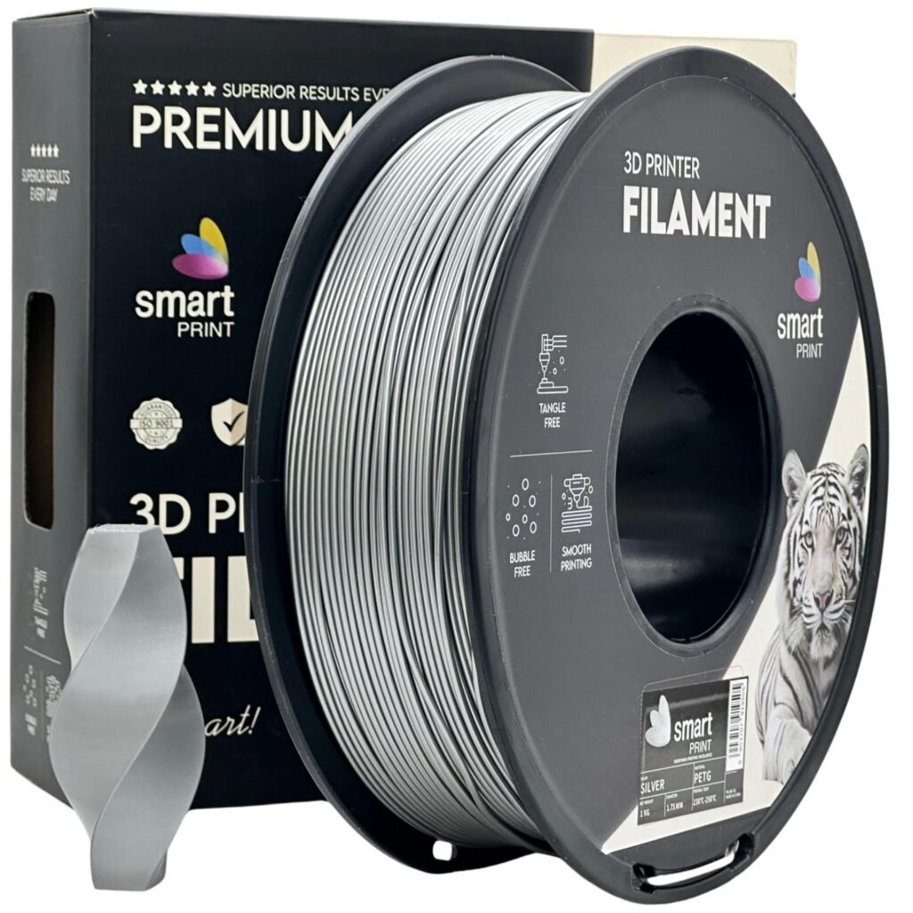 PETG silver 1 kg 3D spausdinimo filamentas