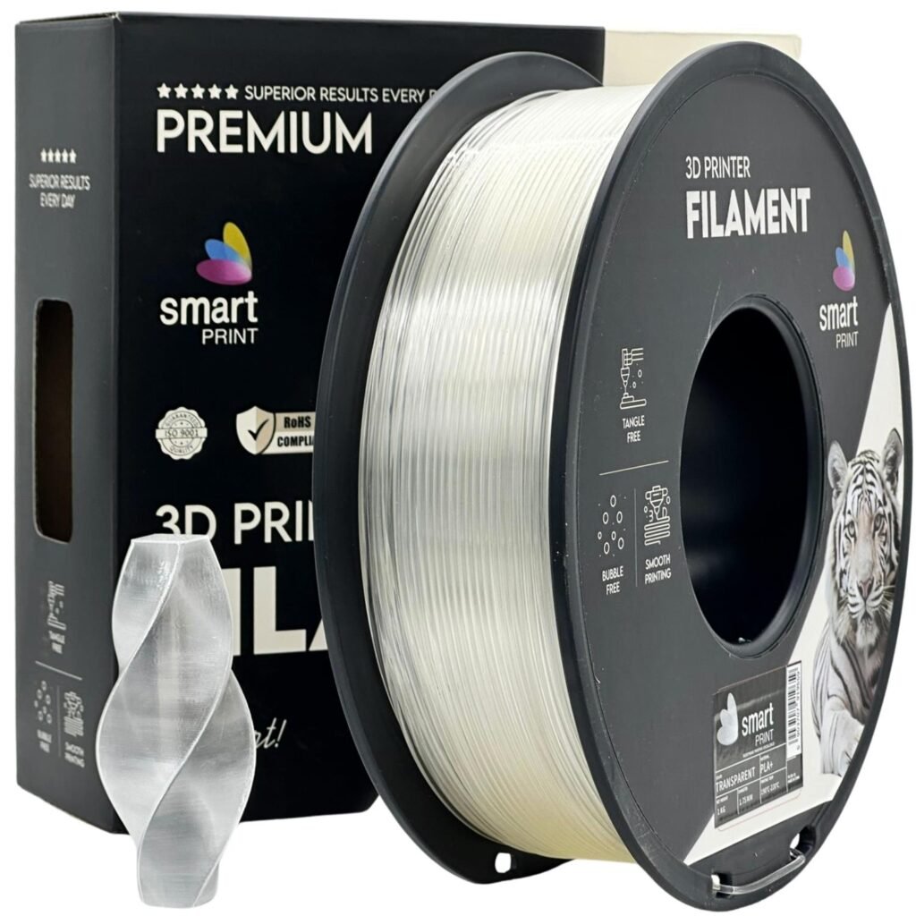 PLA+ transparent 1 kg 3D spausdinimo filamentas
