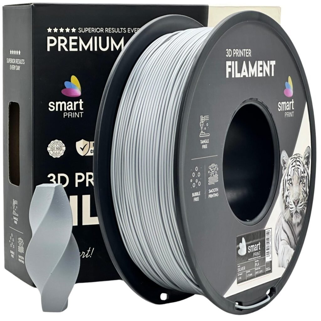 PLA silver 1 kg 3D spausdinimo filamentas